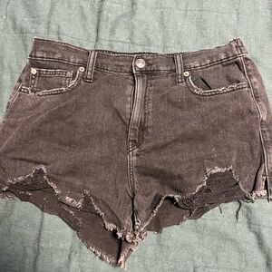 aerie Black Distressed Denim Cutoff Shorts